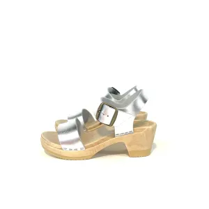 No. 6 - Two Strap Clog on Mid Heel (Silver)