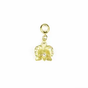 Orchid Goldtone Charm/ Clear Crystal