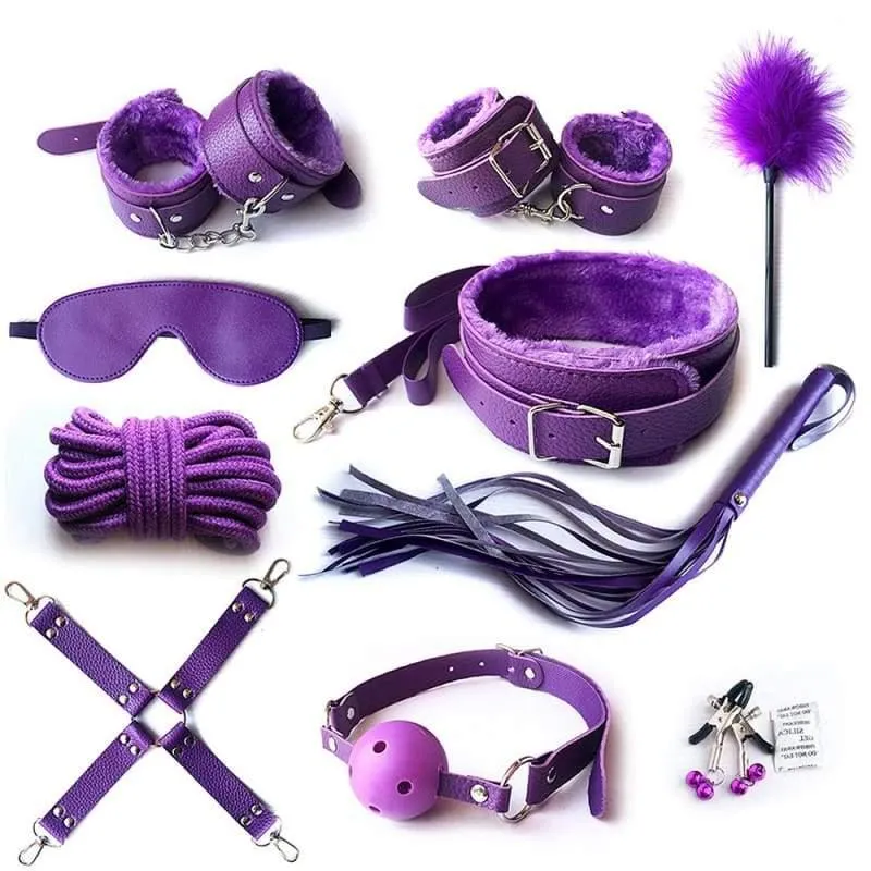 “Over Game”- 10pcs Erotic Accessories Set Adjustable Nylon Bondage ST8