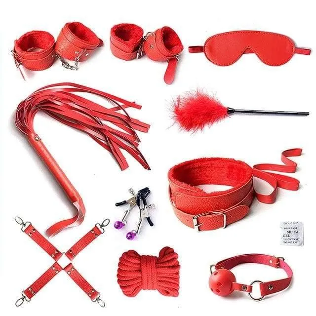 “Over Game”- 10pcs Erotic Accessories Set Adjustable Nylon Bondage ST8