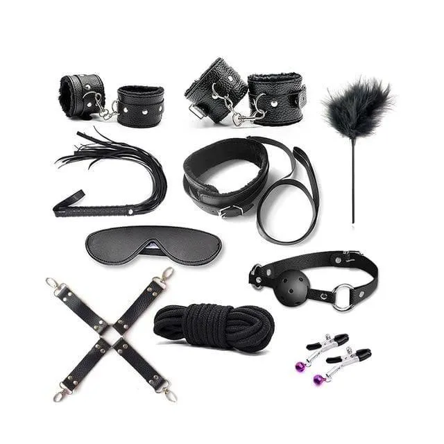 “Over Game”- 10pcs Erotic Accessories Set Adjustable Nylon Bondage ST8