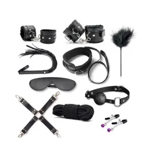 “Over Game”- 10pcs Erotic Accessories Set Adjustable Nylon Bondage ST8