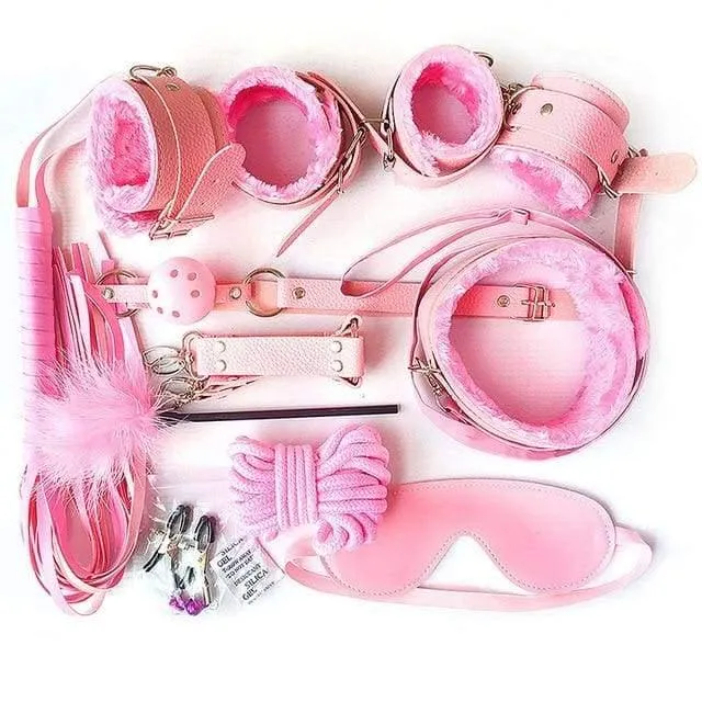 “Over Game”- 10pcs Erotic Accessories Set Adjustable Nylon Bondage ST8