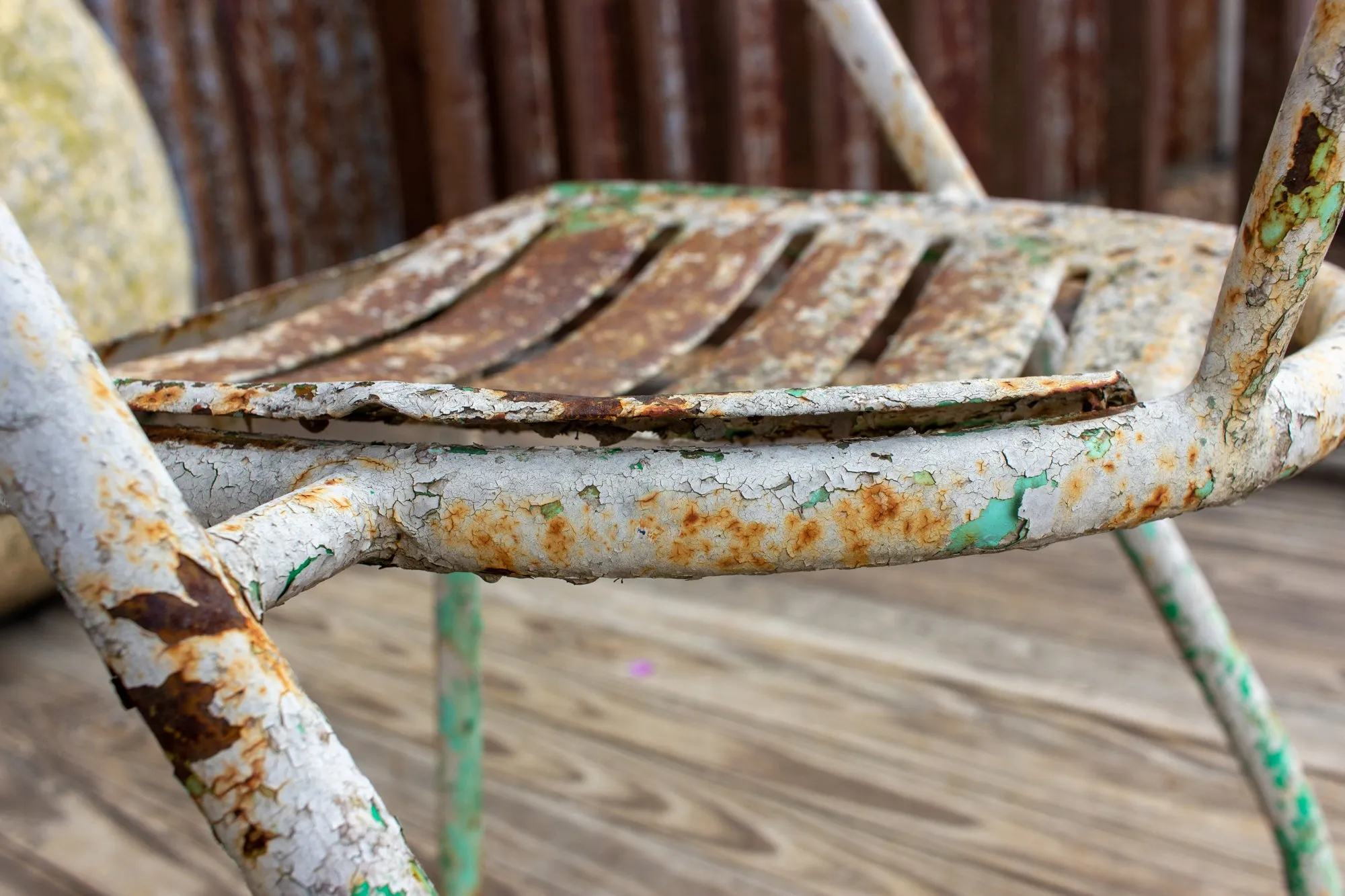 Pair of Vintage French Metal Outdoor Stackable Armchairs