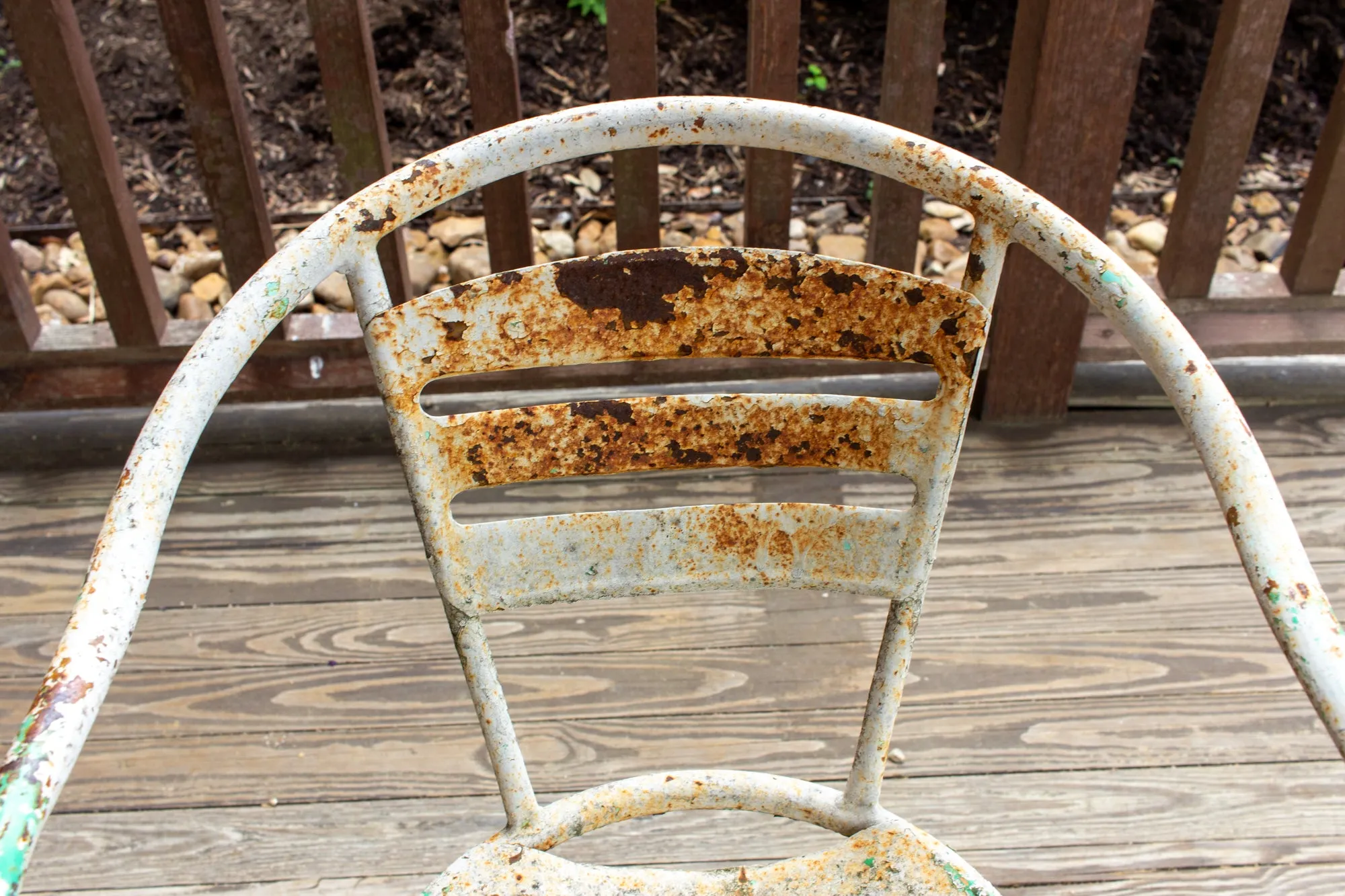 Pair of Vintage French Metal Outdoor Stackable Armchairs