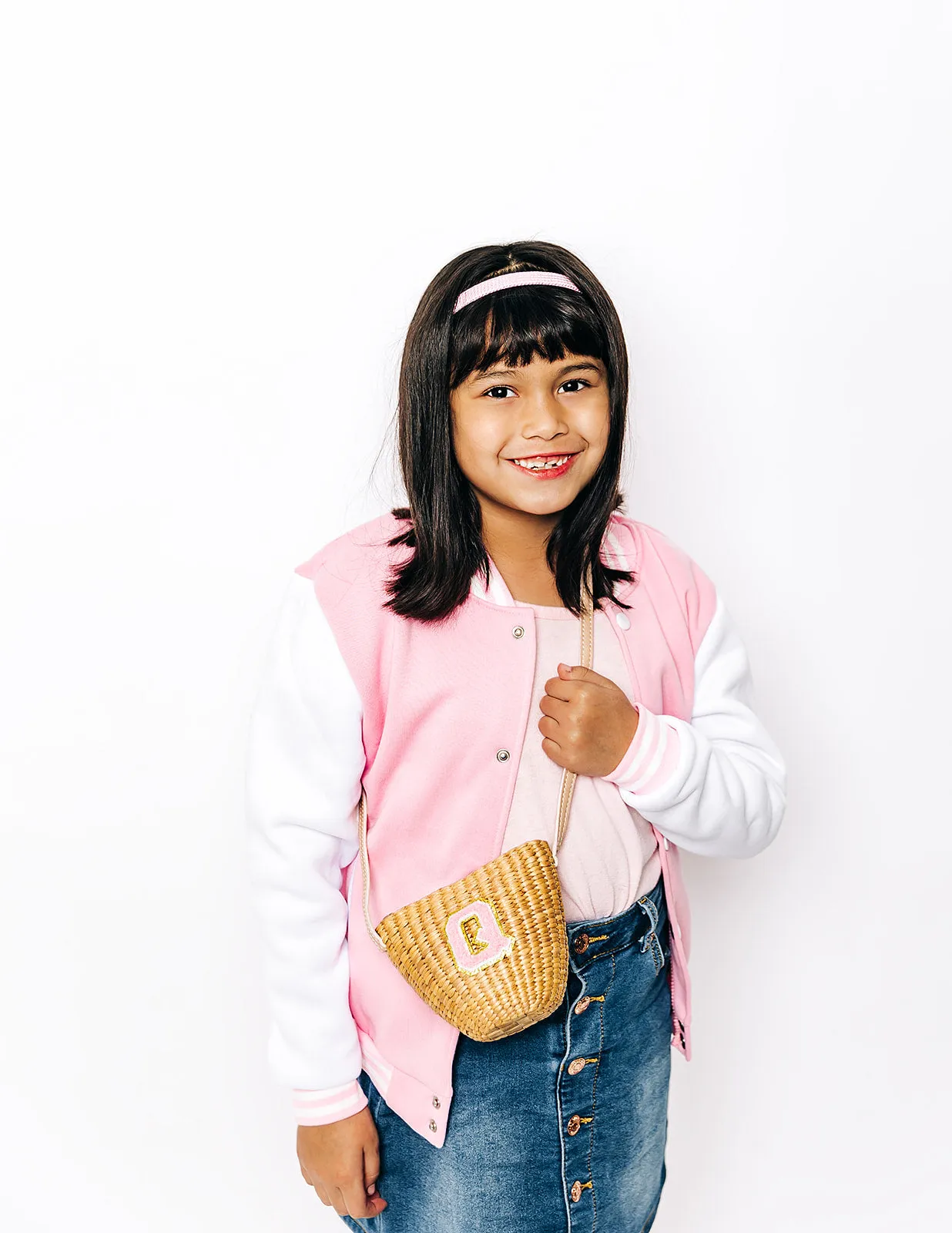 Personalized Varsity Letter Straw Bag