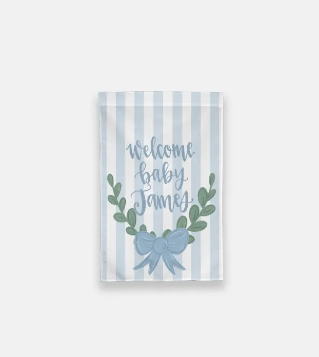 Personalized Welcome Baby Boy Garden Flag