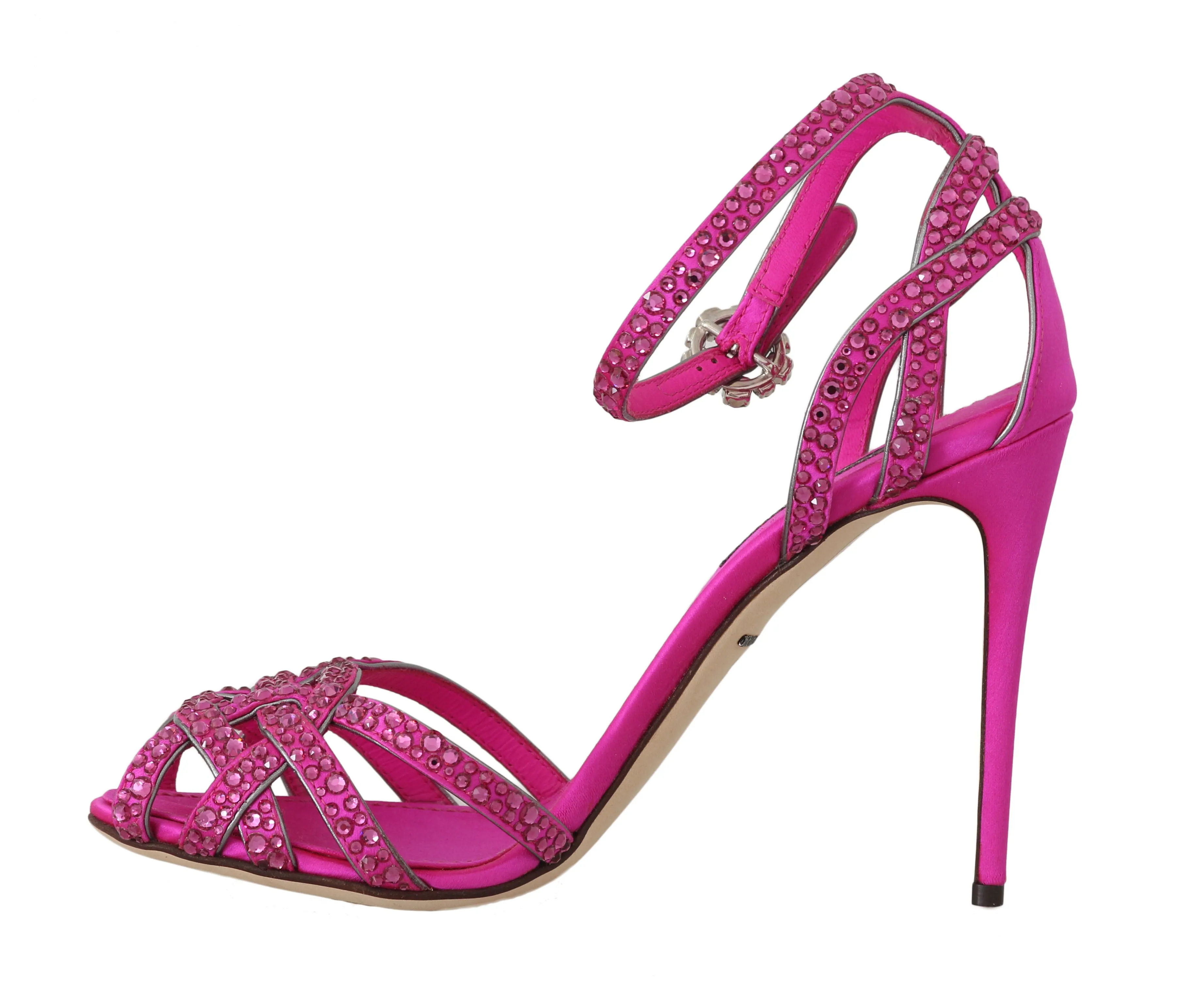 Pink Leather Crystal Strass Sandals
