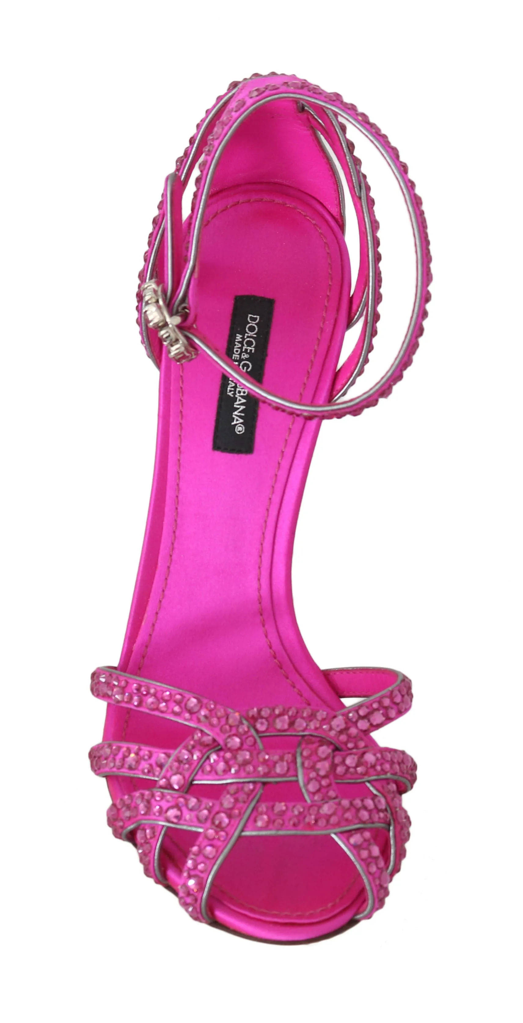 Pink Leather Crystal Strass Sandals
