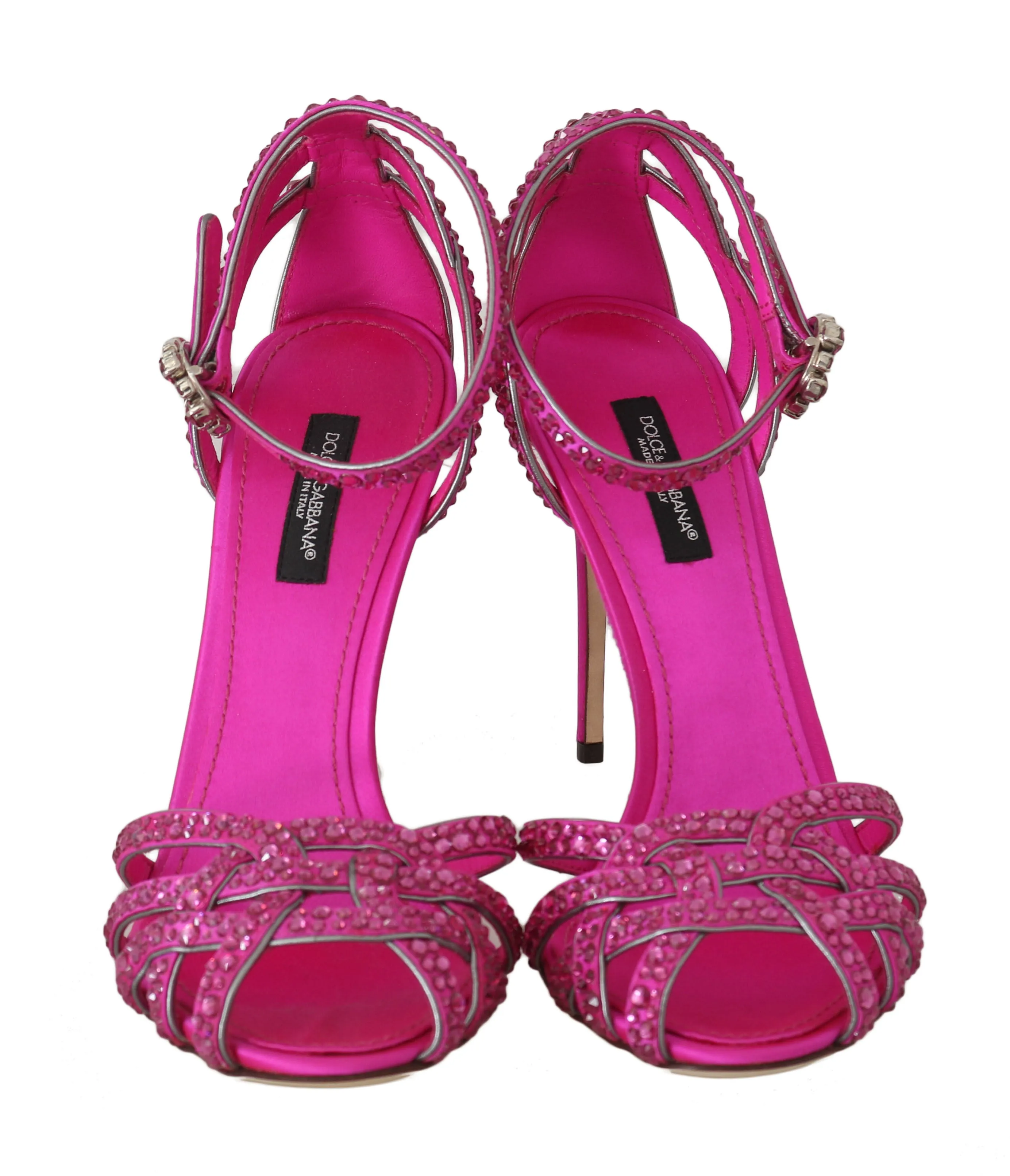 Pink Leather Crystal Strass Sandals