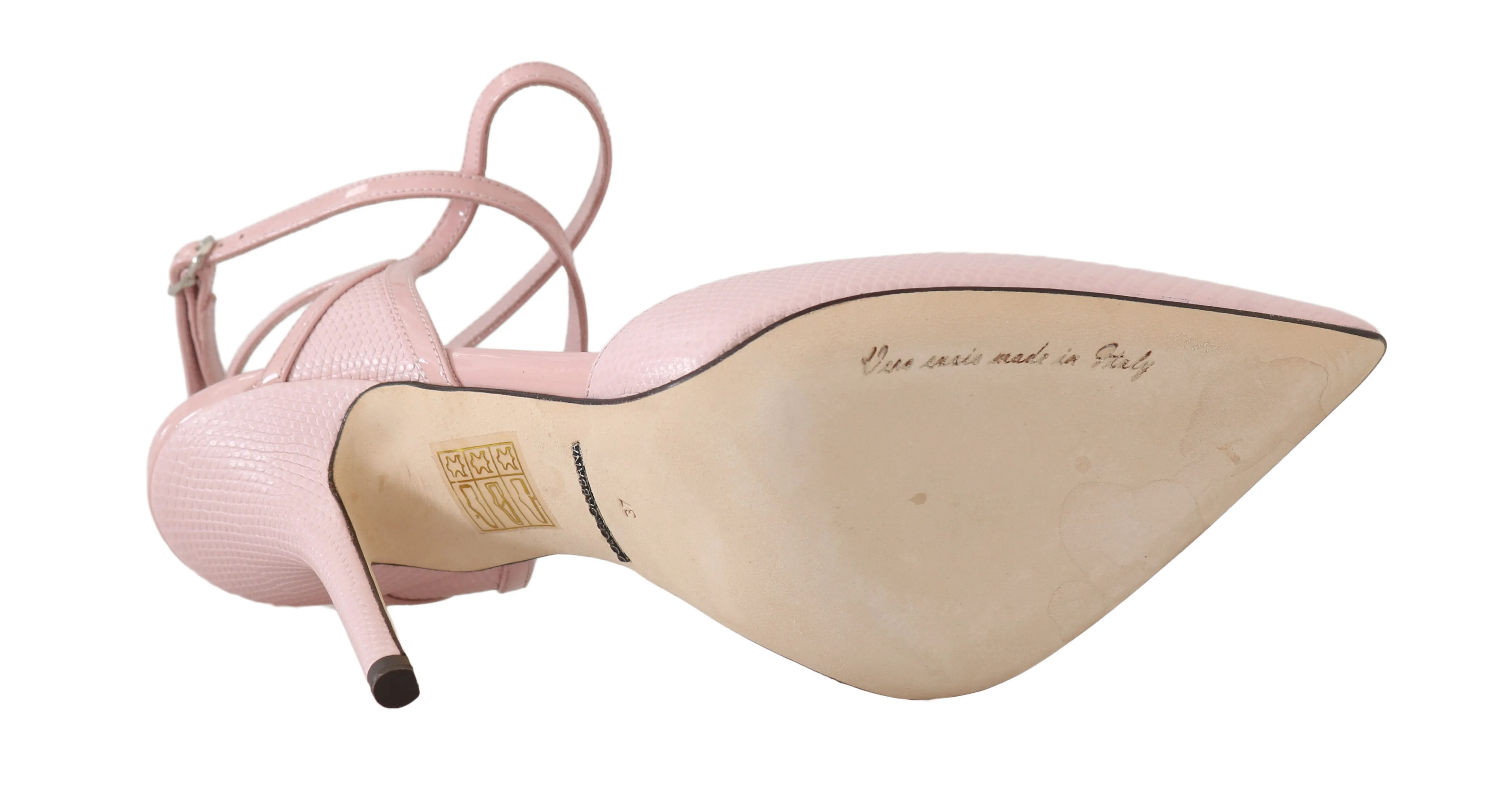 Pink Leather Iguana Pattern Pumps