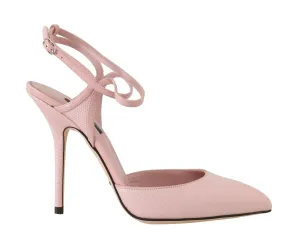 Pink Leather Iguana Pattern Pumps