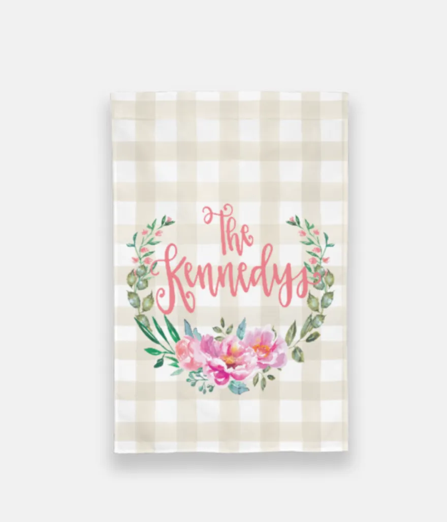 Pink Peonies Personalized Garden Flag