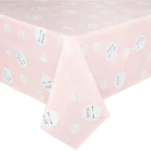 Pink Plastic Tablecloth for Cat Birthday Party (54 X in 3 Pack) Animal