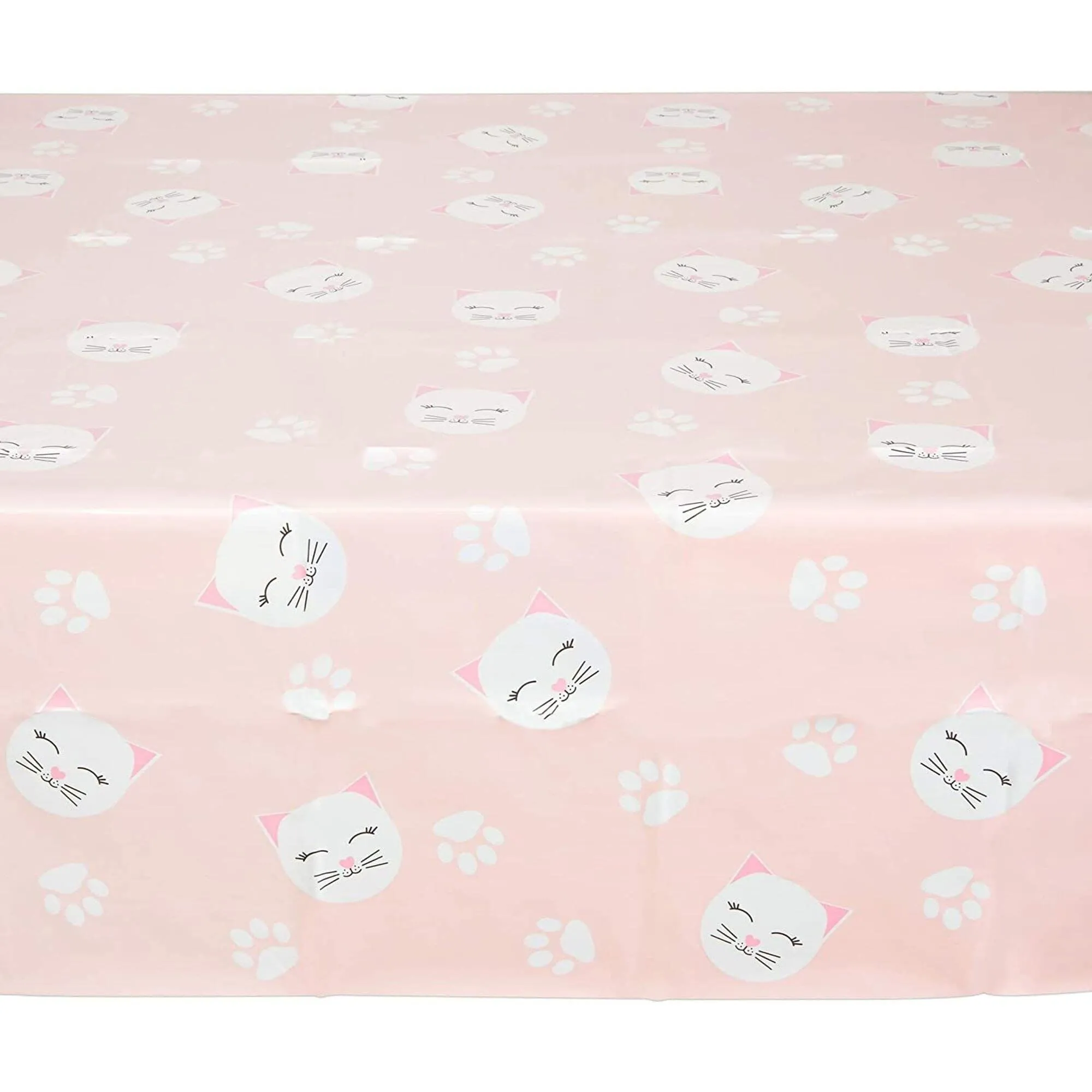 Pink Plastic Tablecloth for Cat Birthday Party (54 X in 3 Pack) Animal