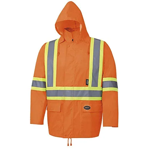 Pioneer V1080350 150D Hi-Viz Oxford Poly/PU Waterproof Suit - Hi-Viz Orange