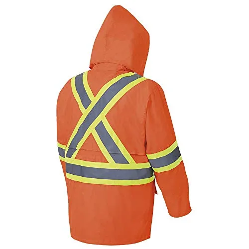 Pioneer V1080350 150D Hi-Viz Oxford Poly/PU Waterproof Suit - Hi-Viz Orange