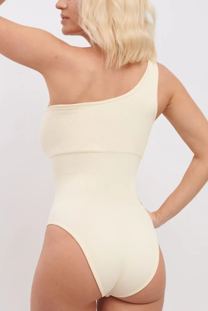 Plain Ribbed Padded Nylon Bodysuit