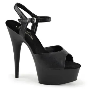Pleaser | Faux Leather | Peep Toe Sandal | mat zwart