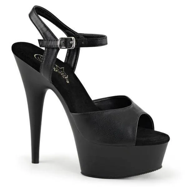 Pleaser | Faux Leather | Peep Toe Sandal | mat zwart