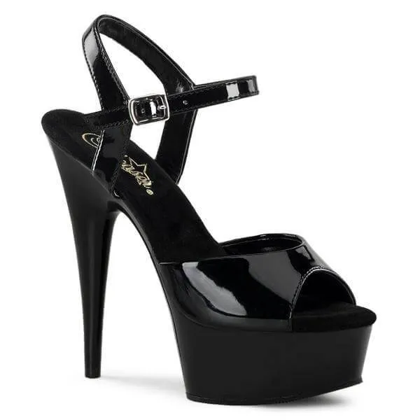 Pleaser | Lak Peep Toe Sandal | zwart
