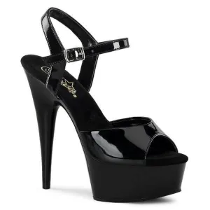 Pleaser | Lak Peep Toe Sandal | zwart