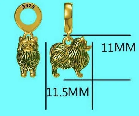 Pomeranian Dog Dangle Pendant Bead Charm
