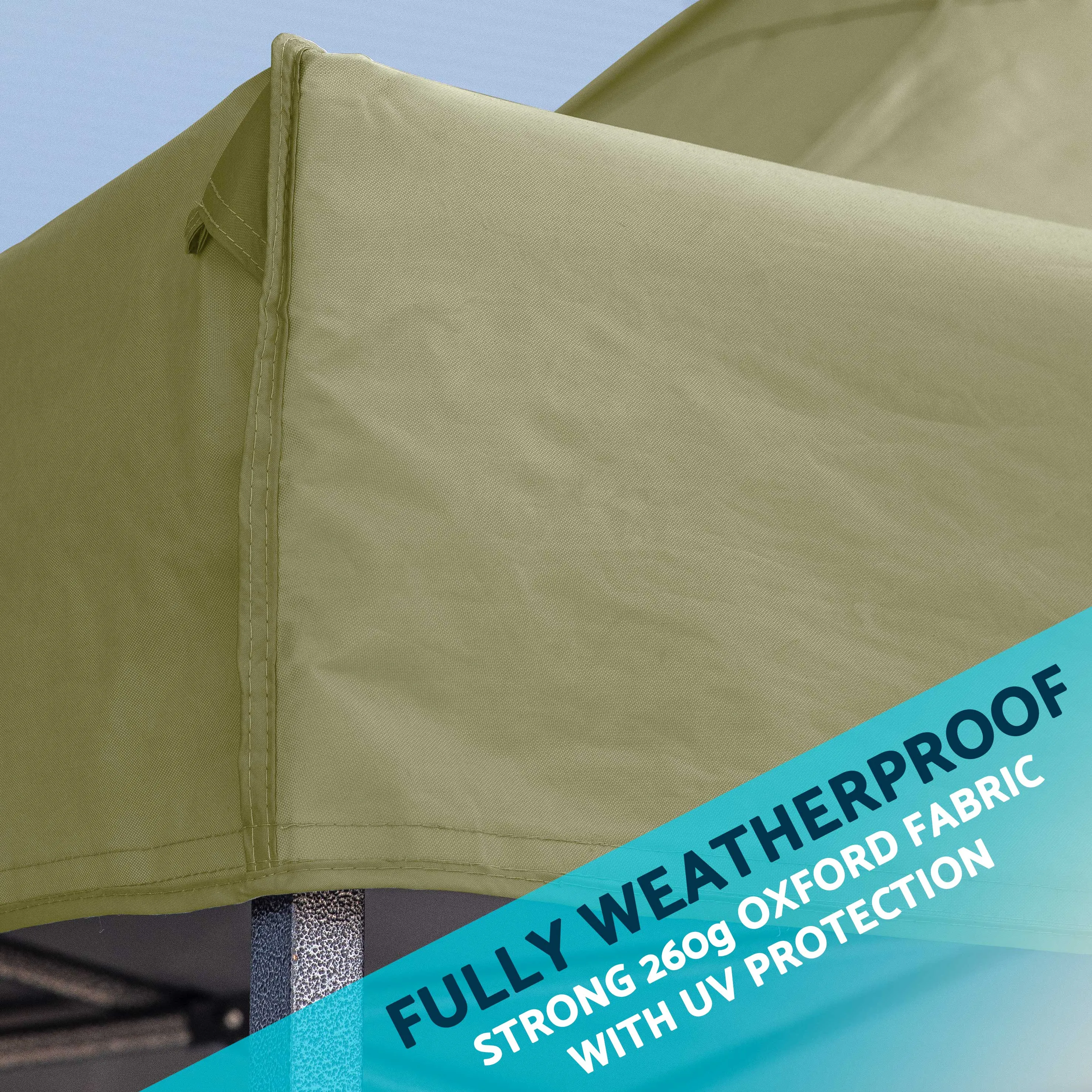 Premium 3x3m Pop-Up Gazebo & Side Walls, Water Resistant, Carry Bag, Stakes & Weight Bags - Beige - DG164