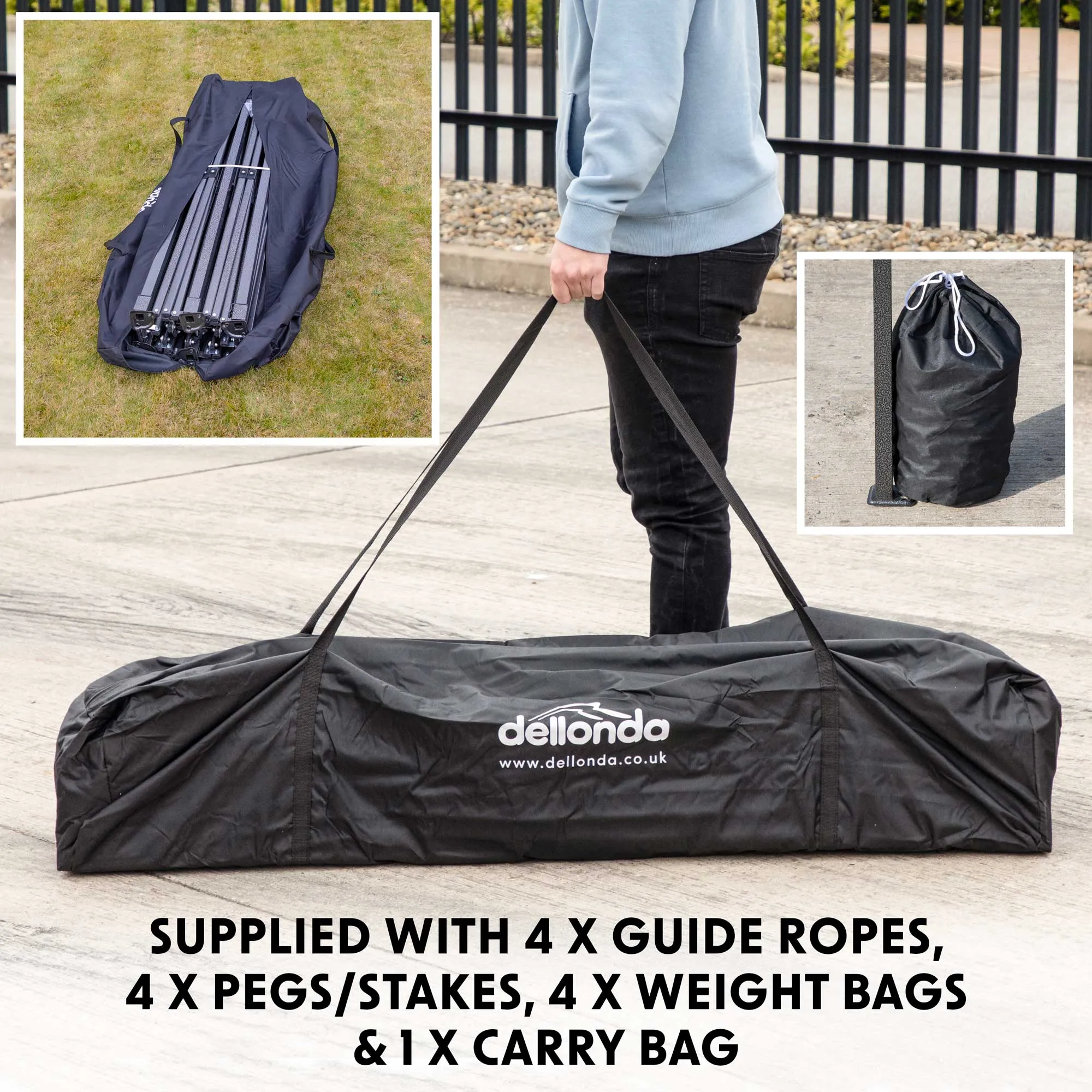 Premium 3x4.5m Pop-Up Gazebo & Side Walls, Water Resistant, Carry Bag, Stakes & Weight Bags - Grey - DG171