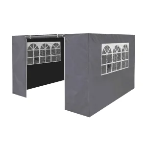 Premium Gazebo/Marquee Side Walls/Doors/Windows, Fits 3 x 3m Models - Grey - DG149