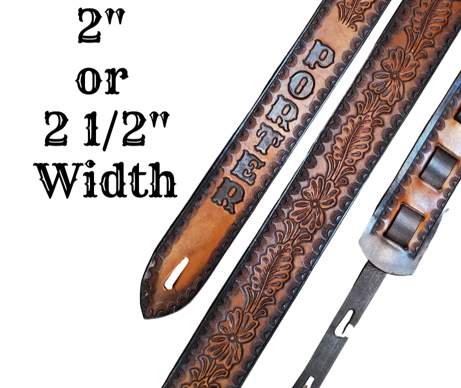 "Burning the Midnight Oil" Leather Guitar Strap