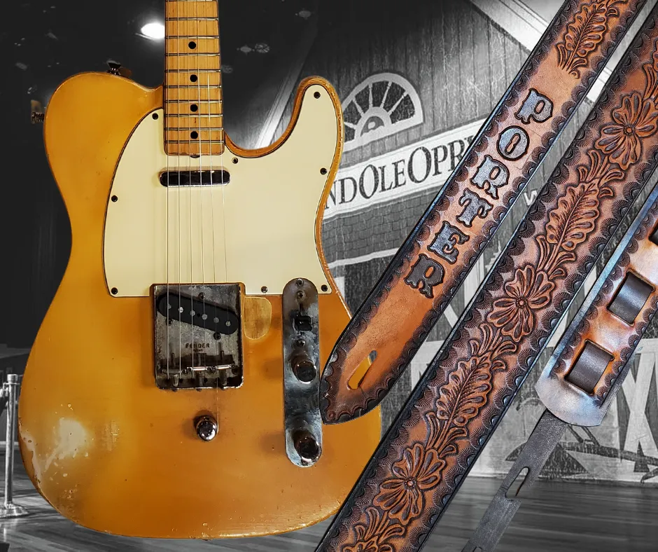 "Burning the Midnight Oil" Leather Guitar Strap