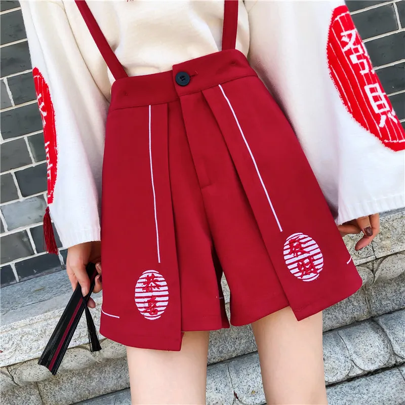"CHINESE EMBROIDERED" STRAP SHORTS N110606