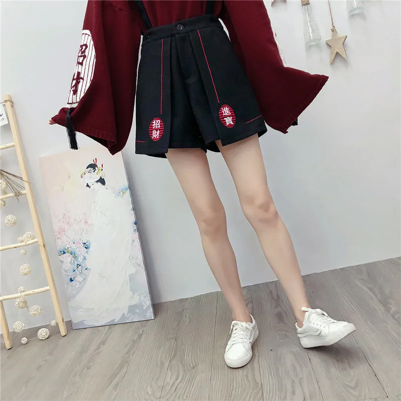"CHINESE EMBROIDERED" STRAP SHORTS N110606