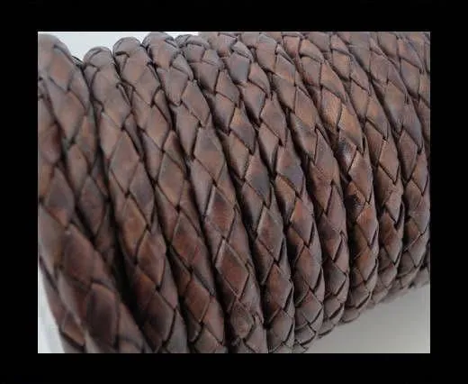 Real Leather Vintage Dark Brown  Braided Camera Strap Round 8mm
