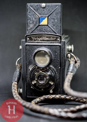 Real Leather Vintage Dark Brown  Braided Camera Strap Round 8mm