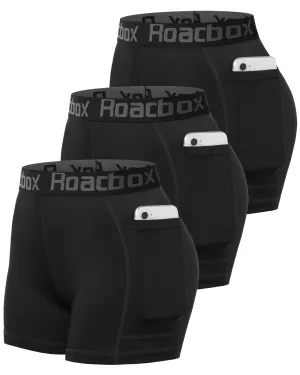Roadbox Womens Spandex Shorts with Pockets: Ultra-Soft Tight Fit Shorts for Female Quick Dry for Gym Workout Exercise