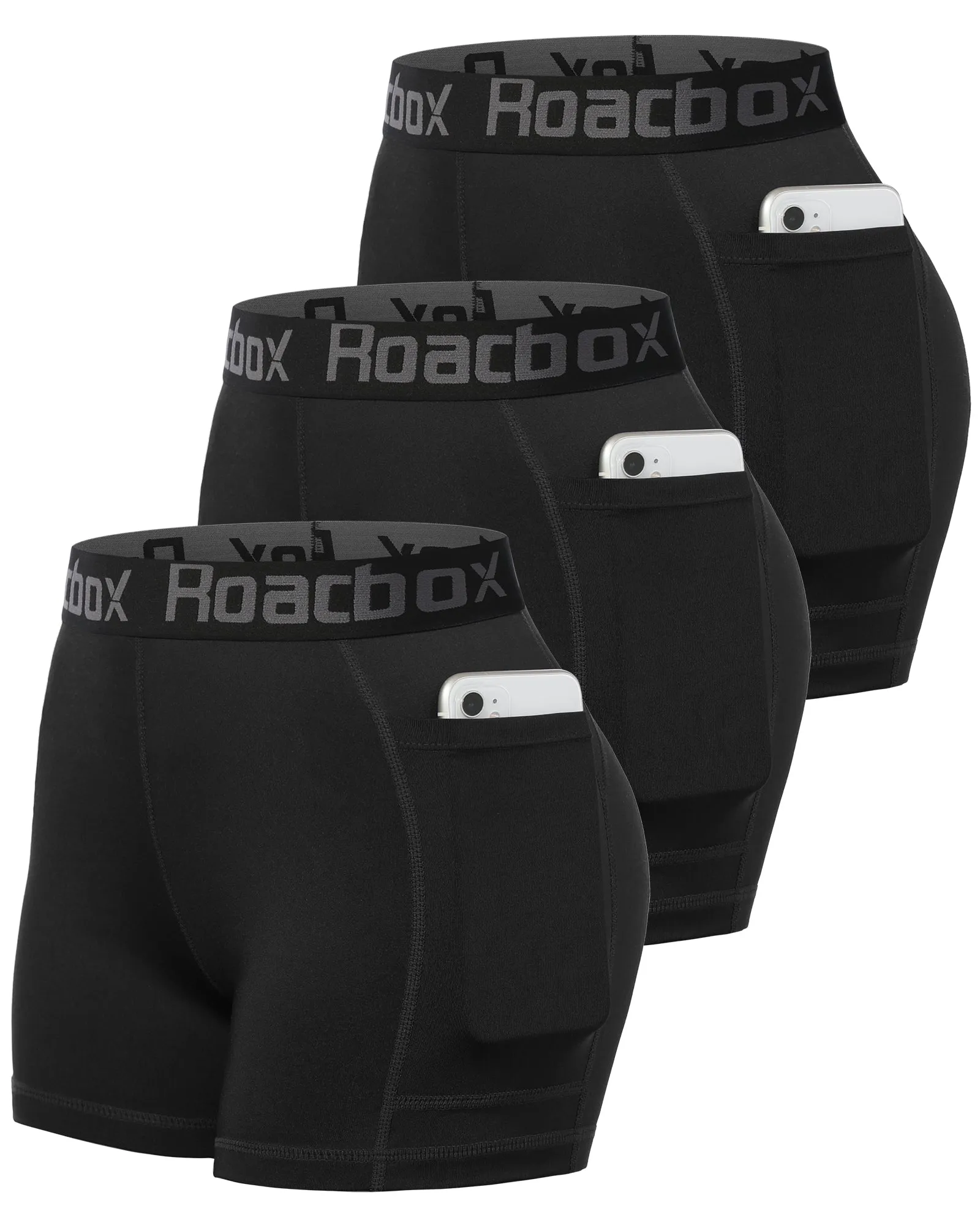 Roadbox Womens Spandex Shorts with Pockets: Ultra-Soft Tight Fit Shorts for Female Quick Dry for Gym Workout Exercise