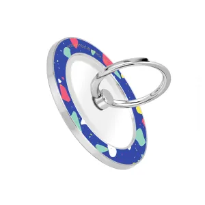 Royal Blue Terrazzo - Silver MagSafe Phone Grip and Ring Holder Stand