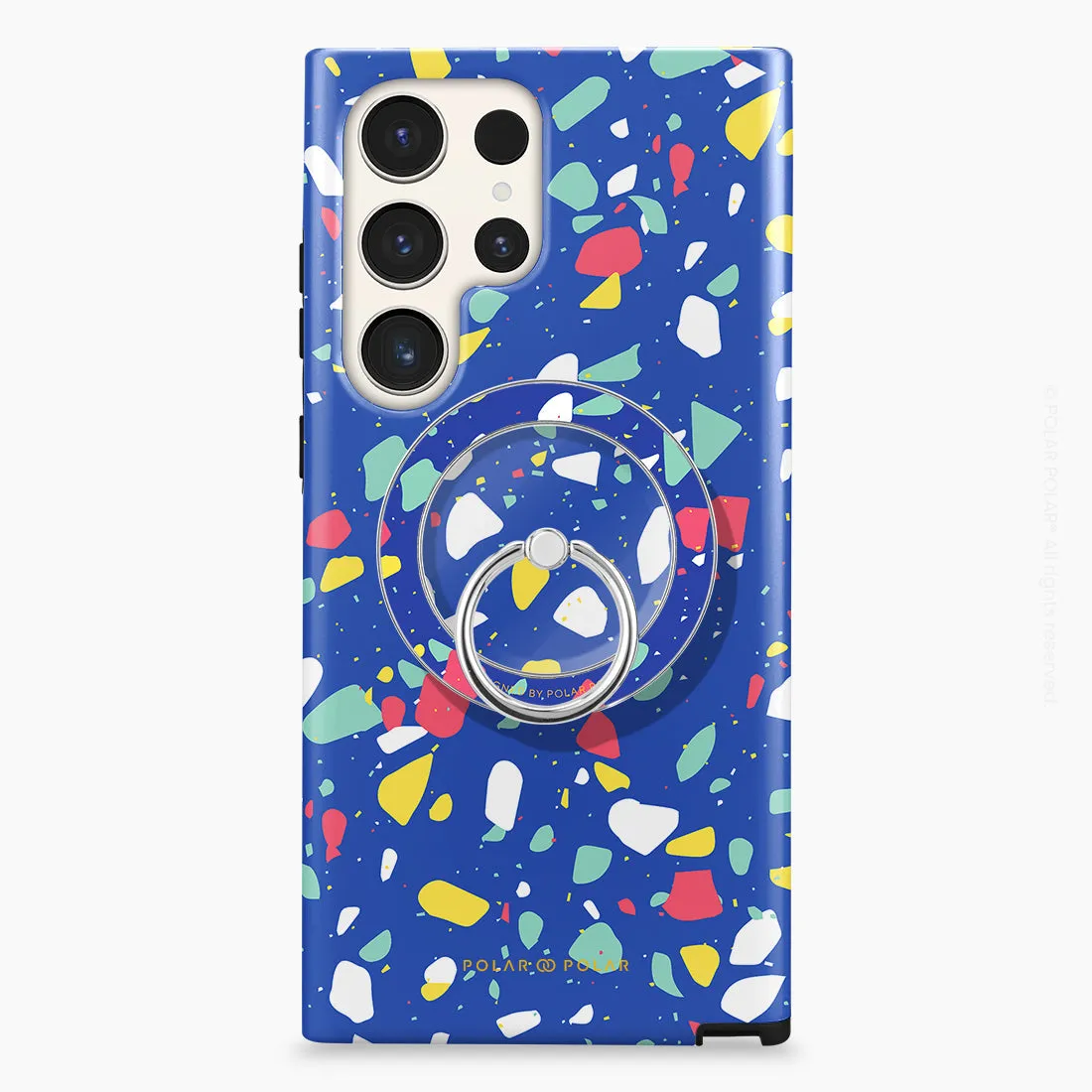 Royal Blue Terrazzo - Silver MagSafe Phone Grip and Ring Holder Stand