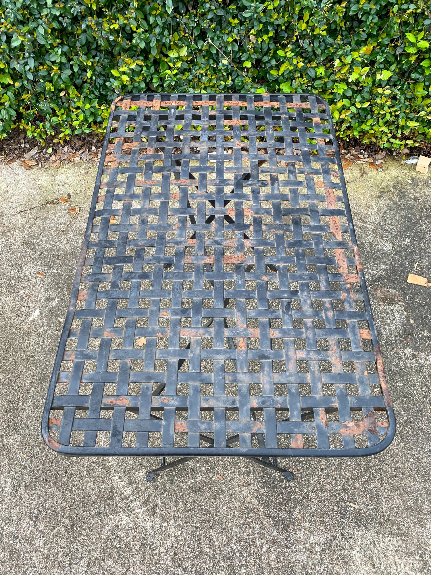 Rustic 1940s French Wrought Iron Folding Garden Table