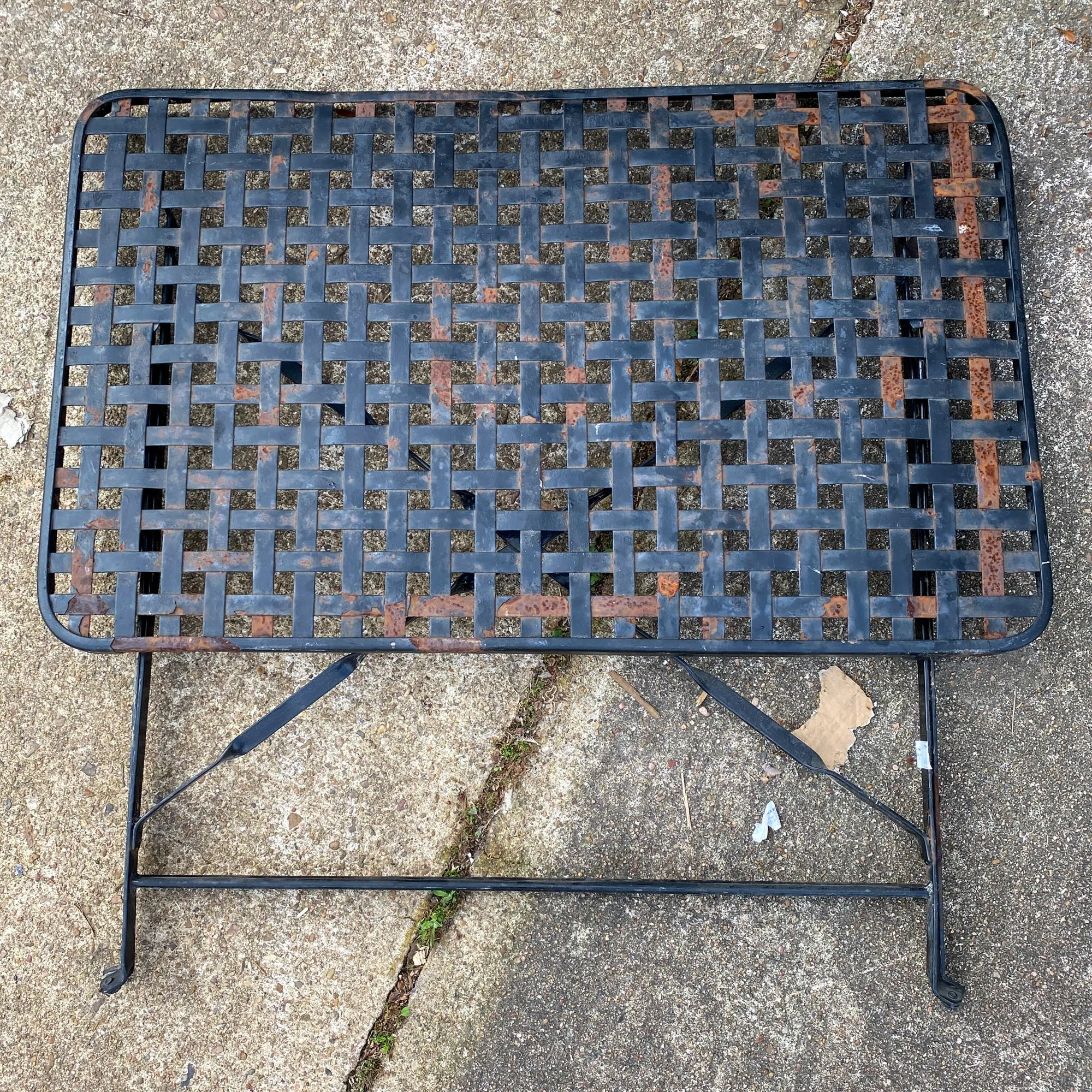 Rustic 1940s French Wrought Iron Folding Garden Table