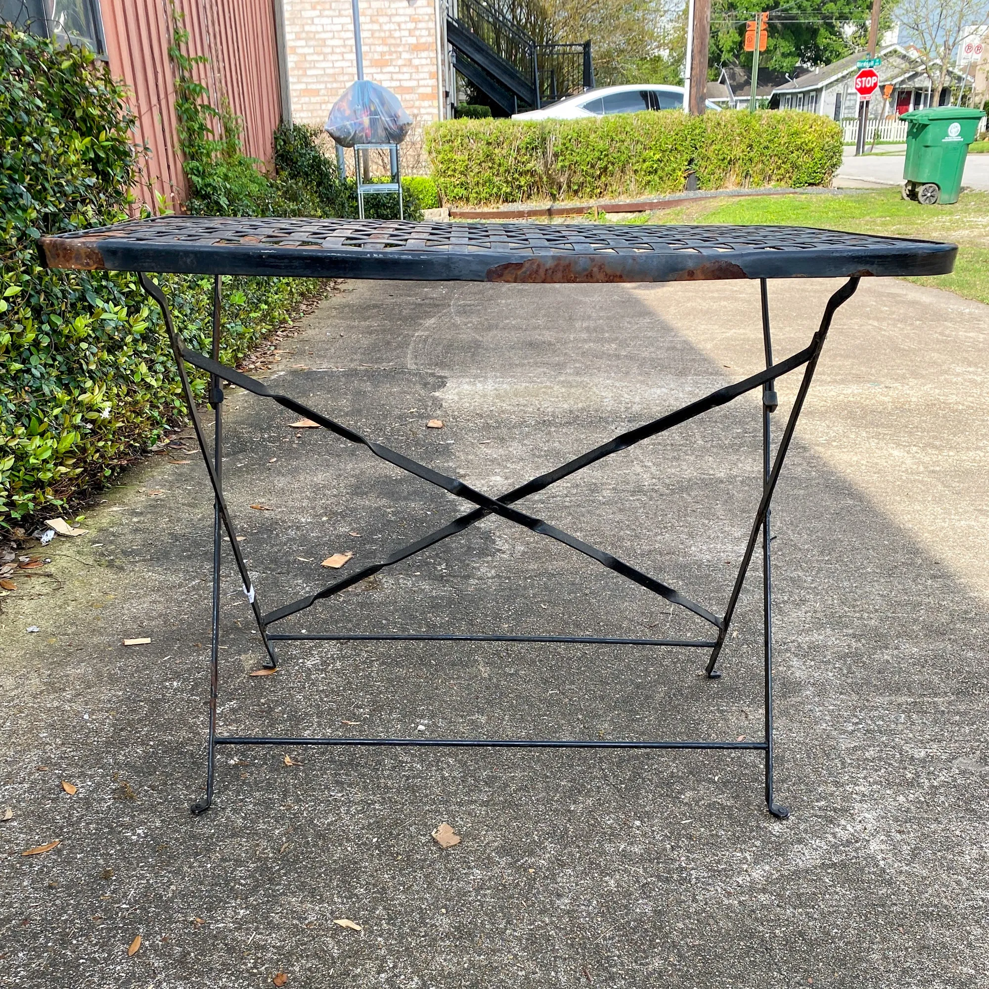 Rustic 1940s French Wrought Iron Folding Garden Table