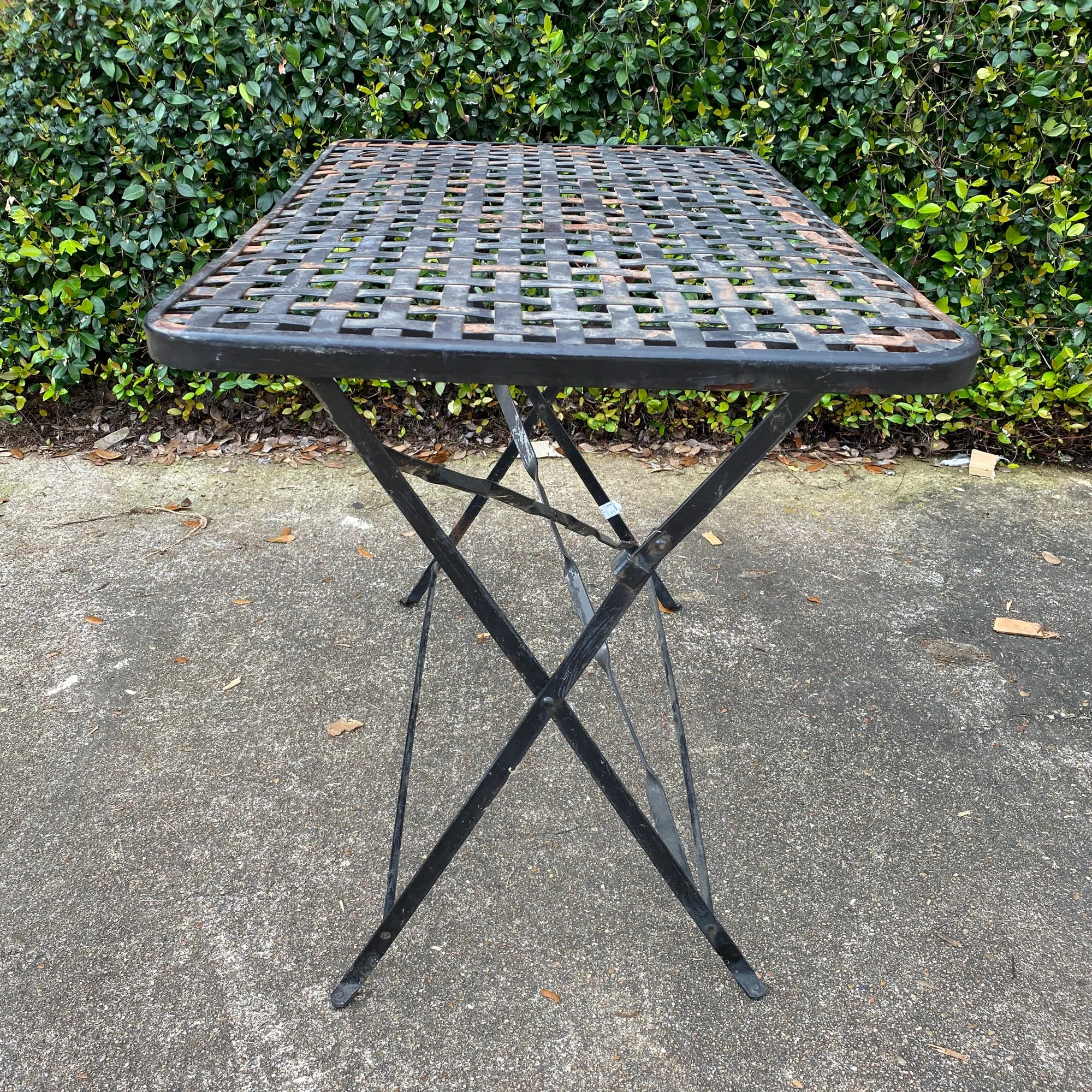 Rustic 1940s French Wrought Iron Folding Garden Table