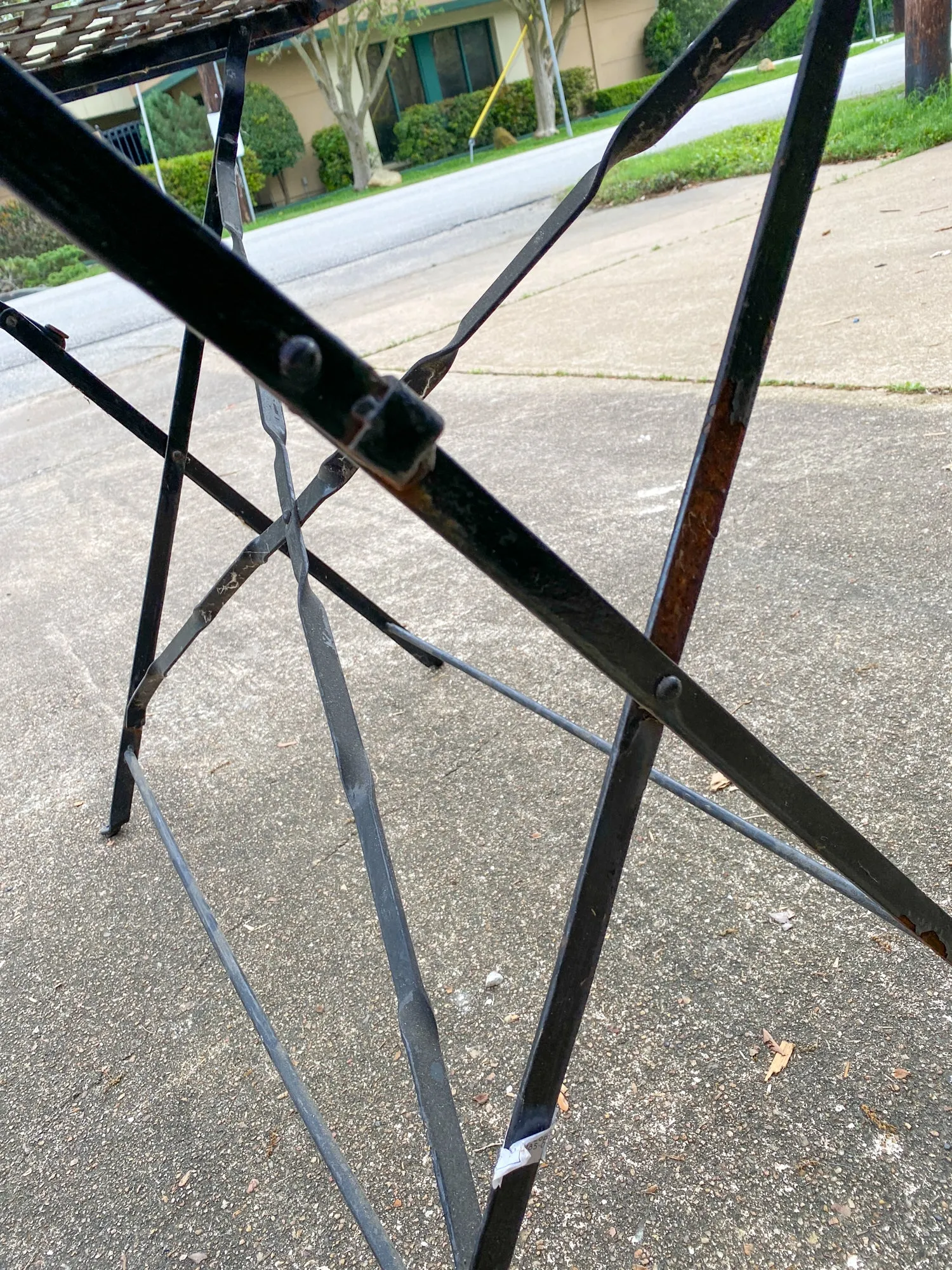 Rustic 1940s French Wrought Iron Folding Garden Table