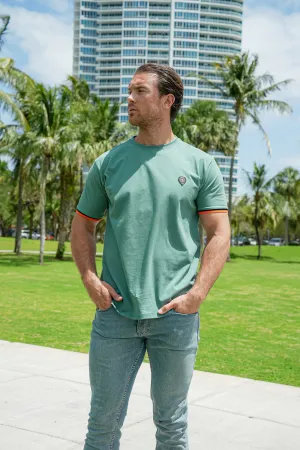 SAGE CUFF RIBBED CREW NECK