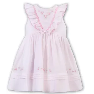 SARAH LOUISE -  Embroidered Sleeve less Flower Detail Dress - Pink
