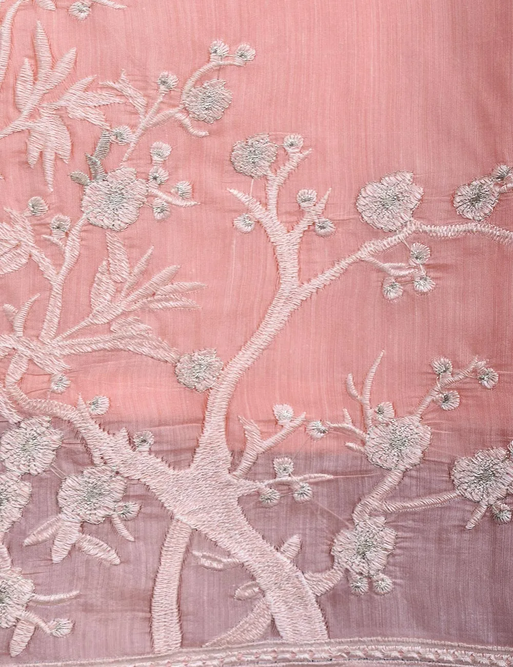 Semi Formal Paper Cotton Fabric Embroidered Stitched Kurti - Poetic Aura (T20-039C-Pink)