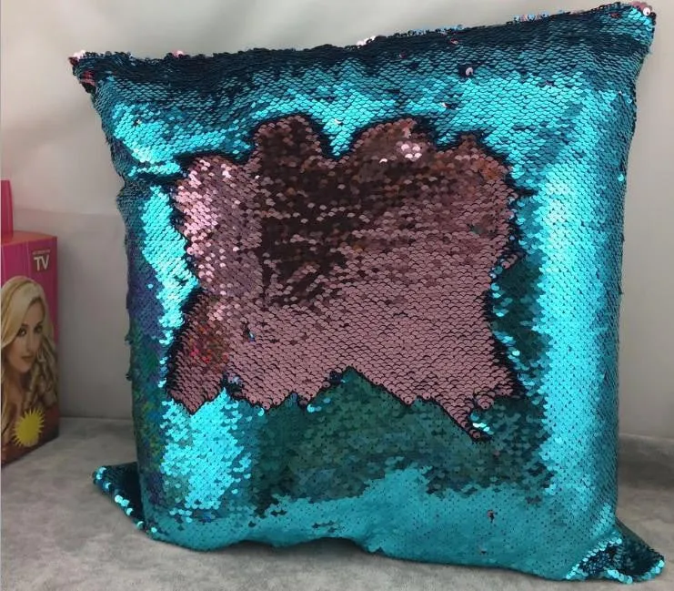 Sequin pillow magical changing reversible sequin throw pillow cover Home Decor Cushion Cover Decorative Pillowcase