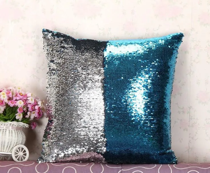 Sequin pillow magical changing reversible sequin throw pillow cover Home Decor Cushion Cover Decorative Pillowcase